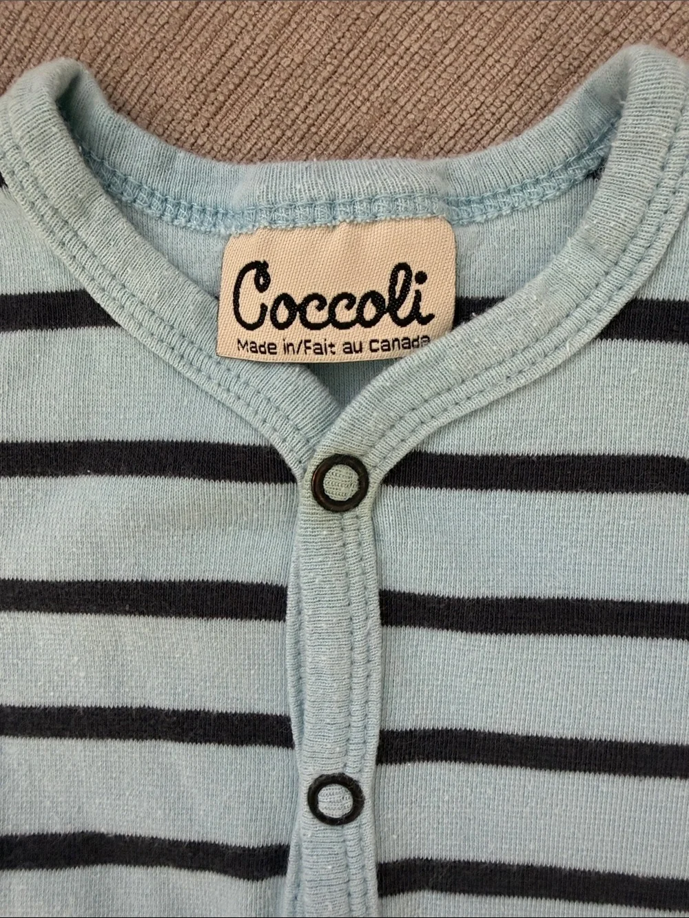 Coccoli Light Blue and Navy Striped Footed One-Piece